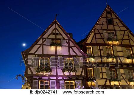 "Half-timbered houses with Christmas decorations, historic district of Colmar, Alsace, France, Europe" View Large Photo Image Stock Image - "Half-timbered houses with Christmas decorations, historic district of Colmar, Alsace, France, Europe". Fotosearch