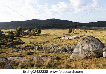 Stock Photo - "Hamlet of Bellecoste, the Causses and the Cevennes, UNESCO World Heritage Site, Parc National des Cevennes, Cevennes National Park, UNESCO Biosphere Reserve, Mont Lozere, Le Pont-de-Montvert, Lozere, Languedoc-Roussillon, France, Europe". Fotosearch