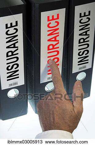 "Hand pointing to a ring binder labelled """"INSURANCE""""" View Large Photo Image Stock Image - "Hand pointing to a ring binder labelled """"INSURANCE""""". Fotosearch