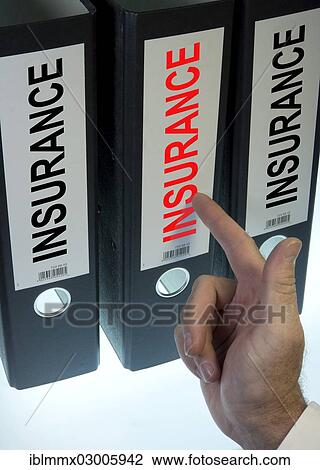 "Hand pointing to a ring binder labelled """"INSURANCE""""" View Large Photo Image Stock Image - "Hand pointing to a ring binder labelled """"INSURANCE""""". Fotosearch