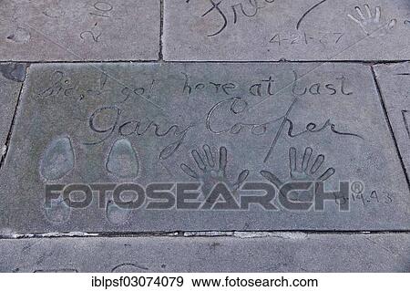 "Handprints and footprints of Gary Cooper on Hollywood Boulevard, Hollywood, Los Angeles, California, United States, North America" View Large Photo Image Stock Photo - "Handprints and footprints of Gary Cooper on Hollywood Boulevard, Hollywood, Los Angeles, California, United States, North America". Fotosearch