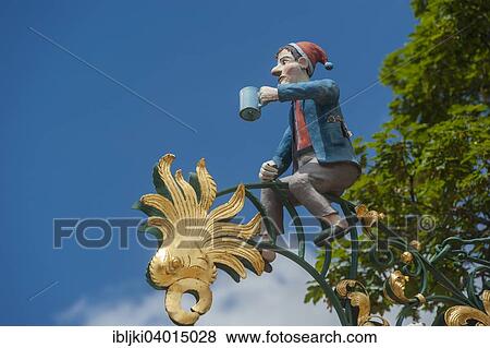 Stock Photo - "Hanging shop sign, Bergsee restaurant, Titisee-Neustadt, Black Forest, Baden-Wurttemberg, Germany, Europe". Fotosearch