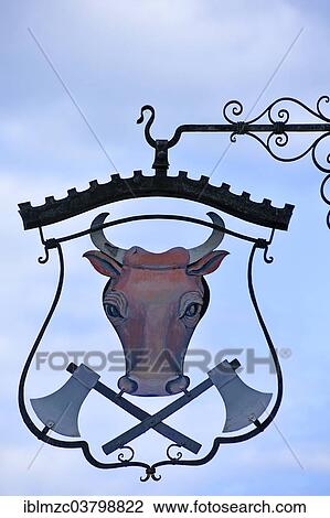 "Hanging sign at a butcher's, Bad Windsheim, Middle Franconia, Bavaria, Germany, Europe" View Large Photo Image Stock Image - "Hanging sign at a butcher's, Bad Windsheim, Middle Franconia, Bavaria, Germany, Europe". Fotosearch