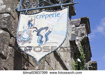 "Hanging sign of a Creperie, Locronan, Departement Finistere, Brittany, France, Europe" View Large Photo Image Stock Photo - "Hanging sign of a Creperie, Locronan, Departement Finistere, Brittany, France, Europe". Fotosearch