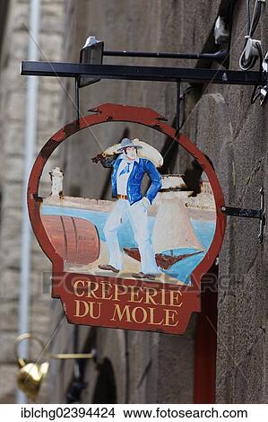 "Hanging sign of a creperie, Saint Malo Intra Muros, Ille et Vilaine, Brittany, Bretagne, France, Europe" View Large Photo Image Picture - "Hanging sign of a creperie, Saint Malo Intra Muros, Ille et Vilaine, Brittany, Bretagne, France, Europe". Fotosearch