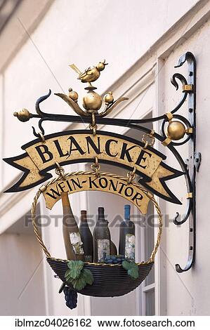 "Hanging sign of a wine shop, Luneburg, Lower Saxony, Germany, Europe" View Large Photo Image Stock Image - "Hanging sign of a wine shop, Luneburg, Lower Saxony, Germany, Europe". Fotosearch