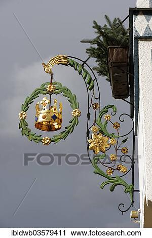 "Hanging sign of Hotel Restaurant Gasthof Krone, Beilngries, Upper Bavaria, Bavaria, Germany, Europe" View Large Photo Image Stock Image - "Hanging sign of Hotel Restaurant Gasthof Krone, Beilngries, Upper Bavaria, Bavaria, Germany, Europe". Fotosearch