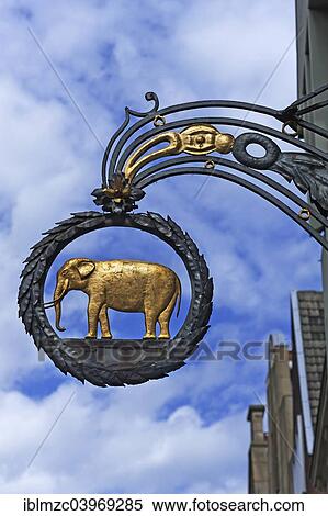 "Hanging sign of the """"Elephant Lounge"""", Munster, Munsterland, North Rhine-Westphalia, Germany, Europe" View Large Photo Image Stock Photography - "Hanging sign of the """"Elephant Lounge"""", Munster, Munsterland, North Rhine-Westphalia, Germany, Europe". Fotosearch