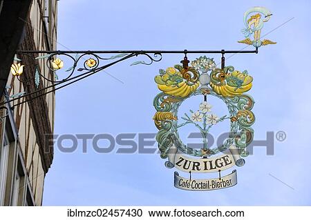 "Hanging sign, Zur Ilge, Cafe & Bar, Im Weiler 2, Schwaebisch Hall, Baden-Wuerttemberg, Germany, Europe, PublicGround, Europe" View Large Photo Image Stock Image - "Hanging sign, Zur Ilge, Cafe & Bar, Im Weiler 2, Schwaebisch Hall, Baden-Wuerttemberg, Germany, Europe, PublicGround, Europe". Fotosearch