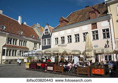 Stock Image - "Hanseatic League buildings, Town Hall Square, Lower Town, historic centre, Tallinn, Estonia, Baltic States, Europe". Fotosearch