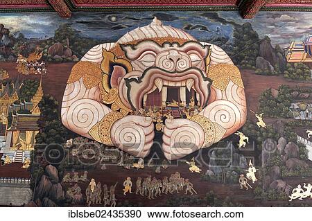 "Hanuman protecting Rama Pavilion, Ramakien mural in Phra Rabieng, gallery, Wat Phra Kaeo, Krung Thep, Bangkok, Thailand, Asia" View Large Photo Image Stock Image - "Hanuman protecting Rama Pavilion, Ramakien mural in Phra Rabieng, gallery, Wat Phra Kaeo, Krung Thep, Bangkok, Thailand, Asia". Fotosearch