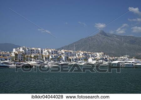 Stock Photo - "Harbor, Puerto Banus, Marbella, Costa del Sol, Andalucia, Spain, Europe". Fotosearch