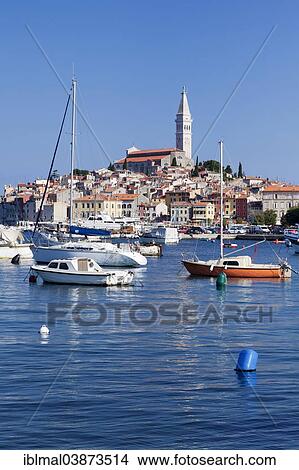 "Harbour and historic town centre with the tower of the Parish Church of St. Euphemia, Rovinj, Istria, Croatia, Europe" View Large Photo Image Picture - "Harbour and historic town centre with the tower of the Parish Church of St. Euphemia, Rovinj, Istria, Croatia, Europe". Fotosearch