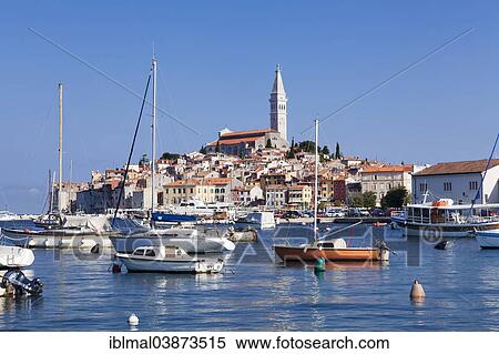 "Harbour and historic town centre with the tower of the Parish Church of St. Euphemia, Rovinj, Istria, Croatia, Europe" View Large Photo Image Stock Photography - "Harbour and historic town centre with the tower of the Parish Church of St. Euphemia, Rovinj, Istria, Croatia, Europe". Fotosearch