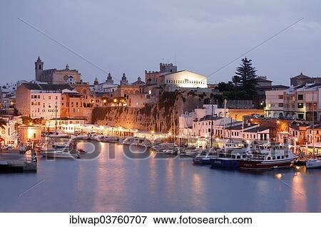 "Harbour at dusk, Ciutadella, Minorca, Balearic Islands, Spain, Europe" View Large Photo Image Stock Photo - "Harbour at dusk, Ciutadella, Minorca, Balearic Islands, Spain, Europe". Fotosearch