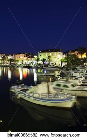 "Harbour at night, Supetar, island of Brac, Dalmatia, Croatia, Europe" View Large Photo Image Stock Image - "Harbour at night, Supetar, island of Brac, Dalmatia, Croatia, Europe". Fotosearch