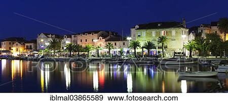 "Harbour at night, Supetar, island of Brac, Dalmatia, Croatia, Europe" View Large Photo Image Stock Photo - "Harbour at night, Supetar, island of Brac, Dalmatia, Croatia, Europe". Fotosearch