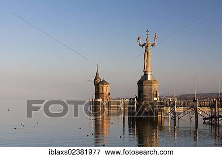 "Harbour entrance of Constance, Konstanz, with the statue of Imperia in the evening light, Baden-Wuerttemberg, Germany, Europe, PublicGround, Europe" View Large Photo Image Stock Photo - "Harbour entrance of Constance, Konstanz, with the statue of Imperia in the evening light, Baden-Wuerttemberg, Germany, Europe, PublicGround, Europe". Fotosearch