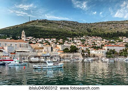 Stock Image - "Harbour, historic centre, Dubrovnik, Adriatic, Dalmatia, Croatia, Europe". Fotosearch