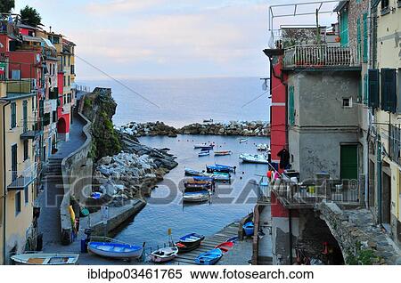 "Harbour in the early morning, Riomaggiore, Cinque Terre, Liguria, Italy, Europe" View Large Photo Image Stock Photography - "Harbour in the early morning, Riomaggiore, Cinque Terre, Liguria, Italy, Europe". Fotosearch
