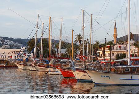 "Harbour in the evening light, Bodrum, Mugla Province, Aegean region, Turkey, Asia" View Large Photo Image Stock Photo - "Harbour in the evening light, Bodrum, Mugla Province, Aegean region, Turkey, Asia". Fotosearch