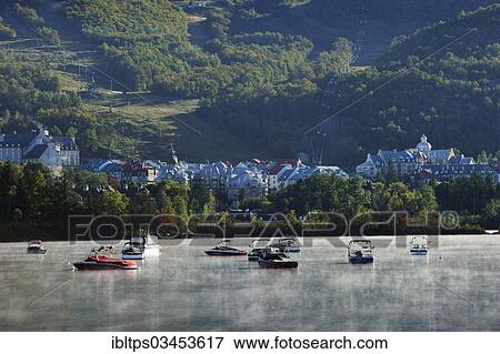 "Harbour, morning mood, Laurentian Mountains, Mont-Tremblant, Quebec Province, Canada, North America" View Large Photo Image Stock Photo - "Harbour, morning mood, Laurentian Mountains, Mont-Tremblant, Quebec Province, Canada, North America". Fotosearch