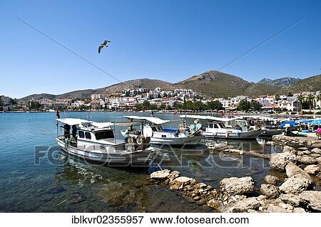 Stock Photo - "Harbour of Datca, Datca, Datca-Peninsula, Mugla Province, Turkish Aegean, Turkey, Asia". Fotosearch