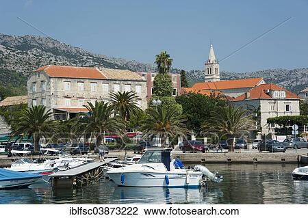 Stock Image - "Harbour of Orebic, Peljesac peninsula, Dalmatia, Croatia, Europe". Fotosearch
