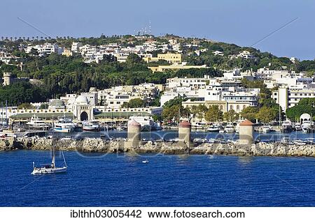 "Harbour of Rhodes in front of the city, Rhodes, Rhodos Island, Dodecanese, Greece, Europe" View Large Photo Image Stock Image - "Harbour of Rhodes in front of the city, Rhodes, Rhodos Island, Dodecanese, Greece, Europe". Fotosearch