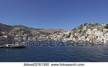 "Harbour of the town of Symi, Symi island, Dodecanese, Greece, Europe" View Large Photo Image Stock Image - "Harbour of the town of Symi, Symi island, Dodecanese, Greece, Europe". Fotosearch