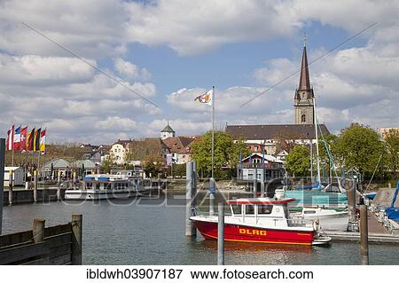 "Harbour, Radolfzeller Minster or Minster of Our Lady at the back, Radolfzell, Lake Constance, Baden-Wurttemberg, Germany, Europe" View Large Photo Image Stock Photo - "Harbour, Radolfzeller Minster or Minster of Our Lady at the back, Radolfzell, Lake Constance, Baden-Wurttemberg, Germany, Europe". Fotosearch