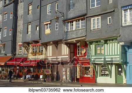 "Harbour street with restaurants and shops, Honfleur, Normandy, France, Europe" View Large Photo Image Stock Image - "Harbour street with restaurants and shops, Honfleur, Normandy, France, Europe". Fotosearch