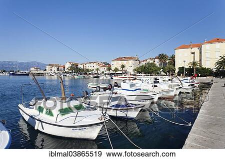 Stock Photo - "Harbour, Supetar, island of Brac, Dalmatia, Croatia, Europe". Fotosearch