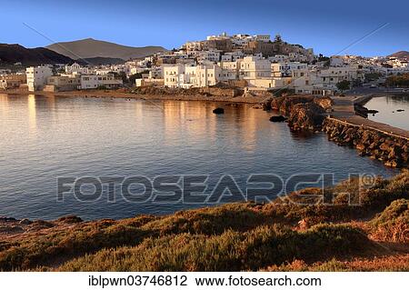 "Harbour view of Naxos town in the evening light, Naxos, Cyclades, Greece, Europe" View Large Photo Image Stock Image - "Harbour view of Naxos town in the evening light, Naxos, Cyclades, Greece, Europe". Fotosearch