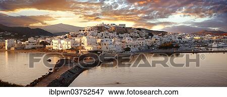 "Harbour view of Naxos town in the evening light, Naxos, Cyclades, Greece, Europe" View Large Photo Image Stock Photo - "Harbour view of Naxos town in the evening light, Naxos, Cyclades, Greece, Europe". Fotosearch