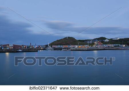 Stock Photo - "Harbour view with Hummerbuden in the early morning, island of Heligoland, Schleswig-Holstein, Germany, Europe". Fotosearch