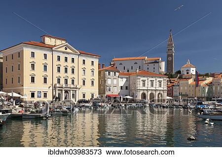 "Harbour with Church of St. George, Piran, Istria, Slovenia, Europe" View Large Photo Image Stock Image - "Harbour with Church of St. George, Piran, Istria, Slovenia, Europe". Fotosearch