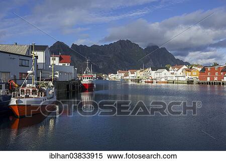 "Harbour with fishing boats, Henningsvaer, Lofoten, Nordland, Norway, Europe" View Large Photo Image Stock Photography - "Harbour with fishing boats, Henningsvaer, Lofoten, Nordland, Norway, Europe". Fotosearch