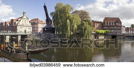 "Harbour with River Ilmenau and Old Crane, Luneburg, Lower Saxony, Germany, Europe" View Large Photo Image Stock Photo - "Harbour with River Ilmenau and Old Crane, Luneburg, Lower Saxony, Germany, Europe". Fotosearch