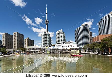 Stock Photo - Harbourfront Centre, CN Tower, Toronto, province of Ontario, Canada, North America. Fotosearch