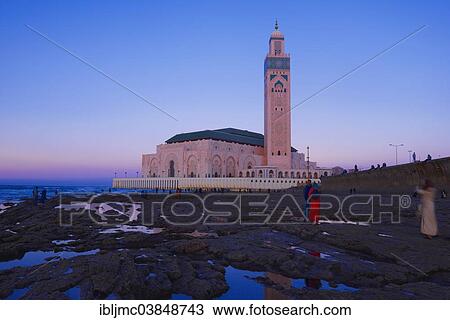 "Hassan II Mosque at dusk, Casablanca, Morocco, Africa" View Large Photo Image Stock Image - "Hassan II Mosque at dusk, Casablanca, Morocco, Africa". Fotosearch