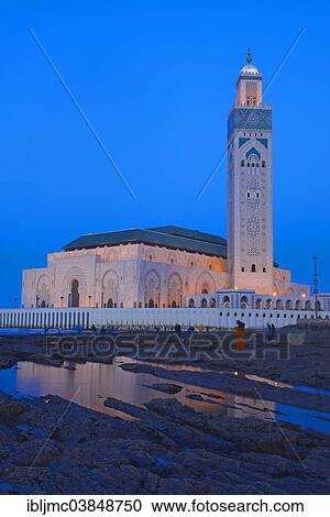 "Hassan II Mosque at dusk, Casablanca, Morocco, Africa" View Large Photo Image Stock Image - "Hassan II Mosque at dusk, Casablanca, Morocco, Africa". Fotosearch