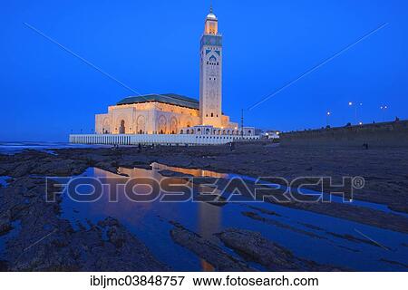 "Hassan II Mosque at dusk, Casablanca, Morocco, Africa" View Large Photo Image Stock Photo - "Hassan II Mosque at dusk, Casablanca, Morocco, Africa". Fotosearch