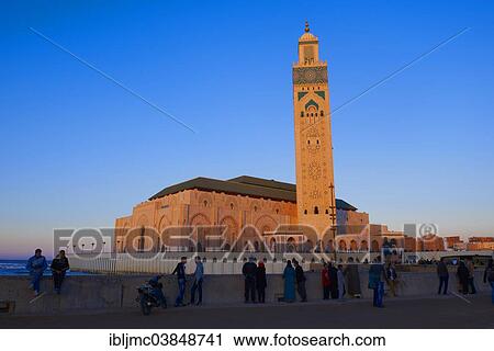 "Hassan II Mosque in evening light, Casablanca, Morocco, Africa" View Large Photo Image Stock Image - "Hassan II Mosque in evening light, Casablanca, Morocco, Africa". Fotosearch