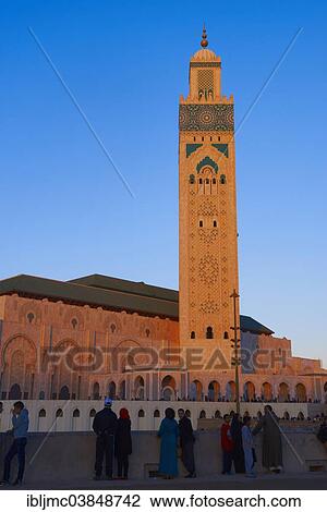 "Hassan II Mosque in evening light, Casablanca, Morocco, Africa" View Large Photo Image Stock Image - "Hassan II Mosque in evening light, Casablanca, Morocco, Africa". Fotosearch