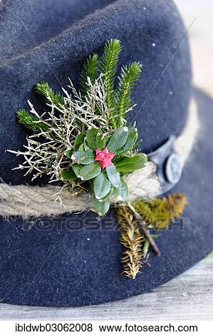 "Hat with decorations, mountain farmer's hat during the traditional cattle drive, Halsam, Ramsau bei Berchtesgaden, Berchtesgadener Land District, Upper Bavaria, Bavaria, Germany, Europe" View Large Photo Image Stock Photo - "Hat with decorations, mountain farmer's hat during the traditional cattle drive, Halsam, Ramsau bei Berchtesgaden, Berchtesgadener Land District, Upper Bavaria, Bavaria, Germany, Europe". Fotosearch