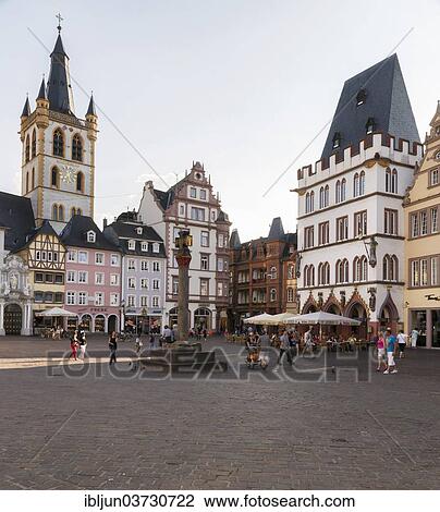 "Hauptmarkt main square with the St. Gangolf's church, Trier, Rhineland-Palatinate, Germany, Europe" View Large Photo Image Stock Image - "Hauptmarkt main square with the St. Gangolf's church, Trier, Rhineland-Palatinate, Germany, Europe". Fotosearch