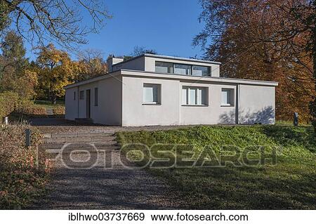 "Haus am Horn building, designed by Georg Muche as a pilot house, 1923, UNESCO World Cultural Heritage Site, autumn mood, Weimar, Thuringia, Germany, Europe" View Large Photo Image Stock Photo - "Haus am Horn building, designed by Georg Muche as a pilot house, 1923, UNESCO World Cultural Heritage Site, autumn mood, Weimar, Thuringia, Germany, Europe". Fotosearch