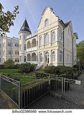 "Haus Kluender Binz, resort architecture or Baeder architecture in the Baltic Sea resort town of Binz, Ruegen, Mecklenburg-Western Pomerania, Germany, Europe" View Large Photo Image Stock Photograph - "Haus Kluender Binz, resort architecture or Baeder architecture in the Baltic Sea resort town of Binz, Ruegen, Mecklenburg-Western Pomerania, Germany, Europe". Fotosearch