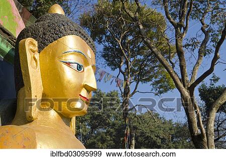 "Head of a Buddha sculpture at the entrance of Swayambhunath Stupa, Monkey Temple, Kathmandu Valley, Kathmandu, Kathmandu District, Bagmati Zone, Nepal, Asia" View Large Photo Image Stock Photo - "Head of a Buddha sculpture at the entrance of Swayambhunath Stupa, Monkey Temple, Kathmandu Valley, Kathmandu, Kathmandu District, Bagmati Zone, Nepal, Asia". Fotosearch